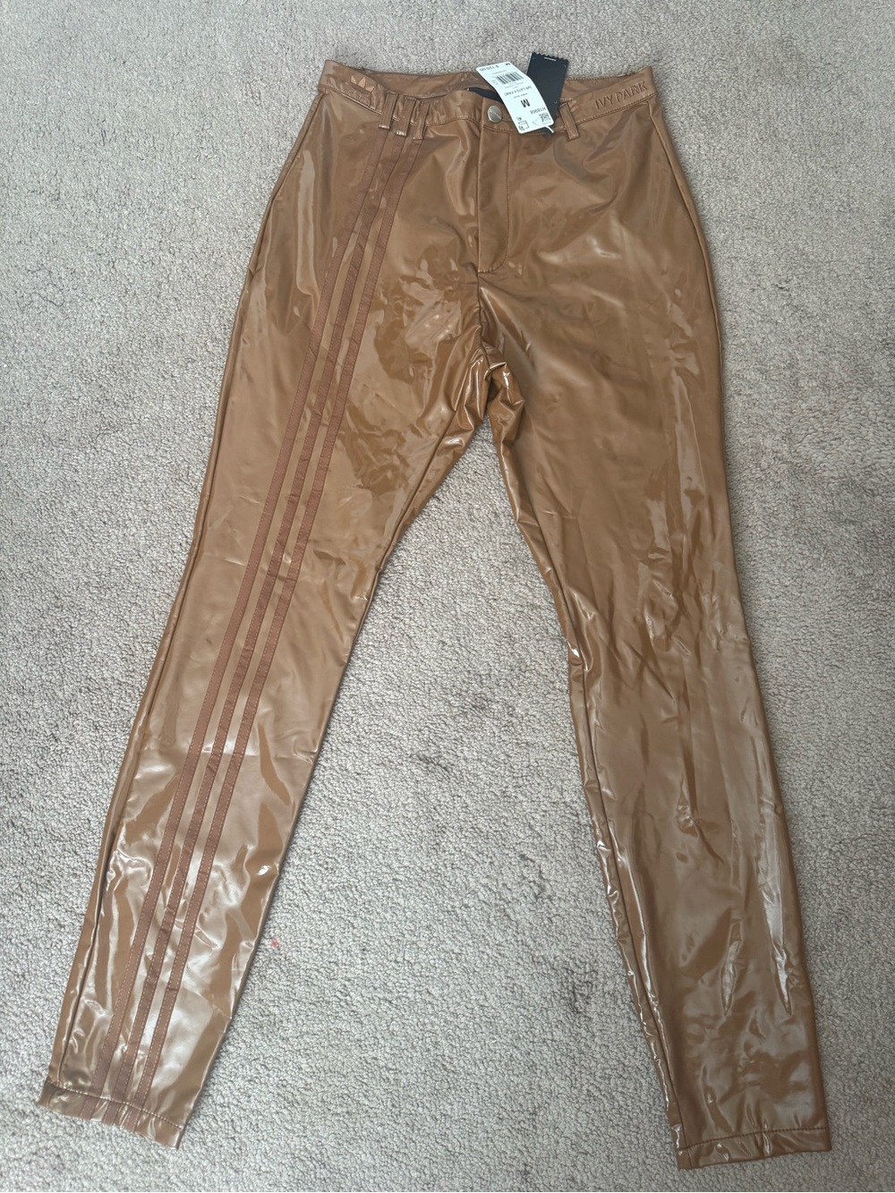 Adidas Ivy Park Latex Pants in Caramel Brown